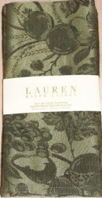 Lauren Ralph Lauren Campbell Sage Green Table Linens / Napkins 20 X 20 Inches Set of 4 Dinner Napkins Holiday