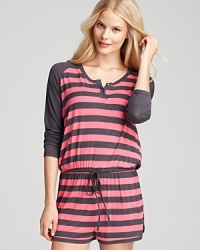 Romp around at home in this playful, striped one-piece from Josie.