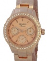 Geneva Quartz Chronograph-style Look Rhinestone on Bezel Rose Gold Metal Band