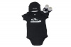 Converse Baby Chuck Taylor Graphic Bodysuit, Baby Beanie and Booties Set (One Size 0-6 Months) Black, 0 - 6 Months