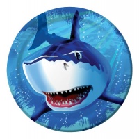 Creative Converting Shark Splash Round Dinner Plates, 8 Count