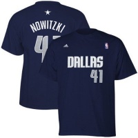 Dirk Nowitzki adidas Navy Name and Number Dallas Mavericks T-Shirt