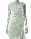 Aidan Mattox Ice Blue Paillettes Circles Sleeveless Knee-Length Shift Cocktail Dress 4