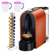 Nespresso U-D50 Pure Orange + 16 oz. Stoneware Coffee Mug + CAPstore Vista 20 for Nespresso Capsules