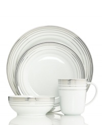 Bands of platinum go round and round on Charter Club's Infinity place settings for a look of timeless splendor. Simply brilliant in lustrous white porcelain, it makes any occasion special. (Clearance)