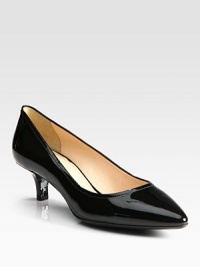 Patent leather pointed toe silhouette. Self-covered heel, 1¾(45mm)Patent leather upperLeather liningRubber solePadded insoleImportedOUR FIT MODEL RECOMMENDS ordering one half size up as this style runs small. 