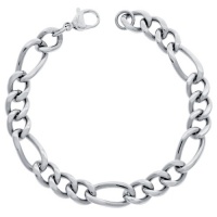 Men's Stainless Steel Figaro Bracelet, 9