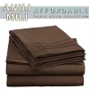 Anili Mili's Triple Stitch Embroidery Affordable 3 PC Bed Sheet Set - Twin Size, Chocolate Brown