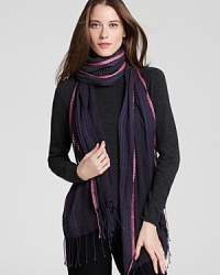 A intricate ombre motif breathes bohemian flair into a billowing Eileen Fisher scarf.