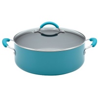 KitchenAid Aluminum Nonstick 7-1/2-Quart Covered Wide Stockpot, Peacock