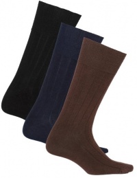 Sugar Free Sox Mens Assorted 3 Pack Health Socks | Diabetic Socks (Shoe Size 7-12, Color Black/Navy/Brown)