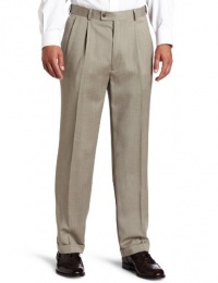 Louis Raphael LUXE Men's 100% Washable Herringbone Pleated Comfort Waist Dress Pant