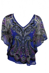 INC International Concepts Womens Petite Blue Pretty Paisley 2 Piece Top