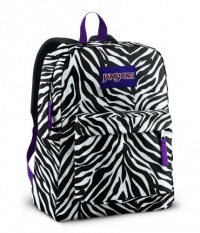 Jansport Backpack Superbreak Zebra Stripes Black and White for School Work or Play