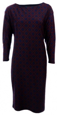 Lauren Ralph Lauren Women's Diamond Print Jersey Shift Dress (6, Navy/Burgundy)