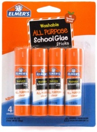 Elmer's Washable All-Purpose School Glue Sticks, 0.24 oz Each, 4 Sticks per Pack (E542)