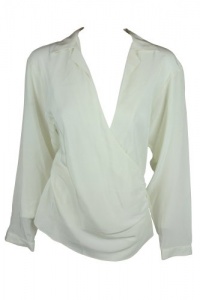 LAUREN Ralph Lauren Womens Pearl Wrap Long Sleeve Silk Top 10