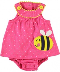 Carter's Girls 3-24 Months Bee Polka Dot Sunsuit Set (6 Months, Pink)