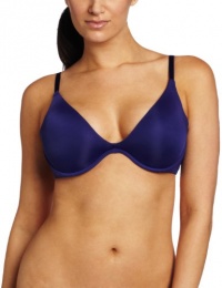 OnGossamer Women's Sleek and Lace Scoop Neck Push-Up Bra, Deep Cobalt, 32B