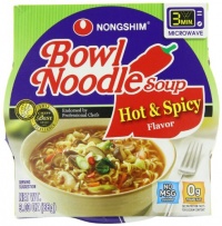 Nongshim Hot & Spicy Beef Noodle Bowl, 3.03 Ounce Bowls (Pack of 12)