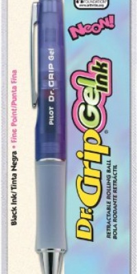 Pilot Dr. Grip Gel Ink Retractable Rolling Ball Pen, Fine Point, Ultra-Violet Barrel, Black Ink (36261)