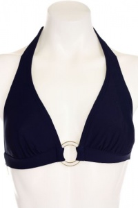 Shoshanna Navy Ring Halter Bikini Top, P/S A Cup