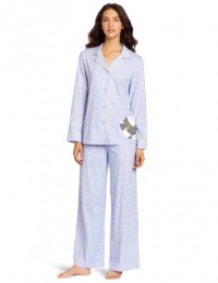 Hue Sleepwear Women's Knit Notched Scotty Set, Blue, Medium