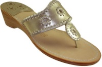 Jack Rogers Navajo Mid Wedge Women's Platinum Metallic Thong Sandals