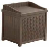 Suncast SSW1200 Mocha Resin Wicker 22-Gallon Storage Seat