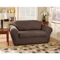 Sure Fit Stretch Suede Bench Seat Sofa Slipcover, Chocolate