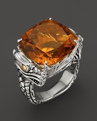 John Hardy Naga 18K Gold and Sterling Silver Batu Square Citrine Ring