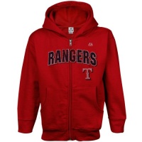 MLB Majestic Texas Rangers Youth High and Tight Full Zip Hoodie - Red