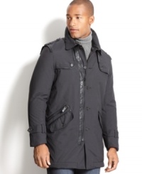 The classic trench gets a modern update with this handsome Sean John jacket.