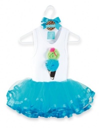 Mud Pie Wild Child Giraffe Tutu Dress, Blue/White, 0-6 Months