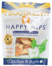 Dogswell Veggie Life Happy Hips Chicken & Apple Treats for Adult Dogs, 5-Ounce Pouches (Pack of 6)