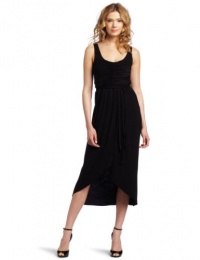 Wrapper Knit High Low Hem Tulip Skirt Detail Gathered Bodice Dress with Braided Tie Belt