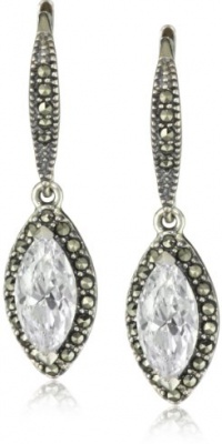 Judith Jack Sterling Silver, Marcasite and Cubic Zirconia Drop Earrings