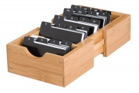 Lipper International Bamboo Expandable Business Card Holder with Dividers and Index Tabs