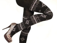 Lace Poet Ultra Thick Warm Snowflake Nordic Sweater Footed Tights