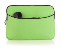 iPearl 13-inch Soft Neoprene Sleeve Case for MacBook & UltraBook laptop (built-in external pocket) - GREEN