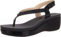 Calvin Klein Women's Whitlie Two Tone Patent Wedge Sandal,Black,9.5 M US