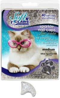 Soft Claws for Cats, Size Medium, Color Silver Glitter