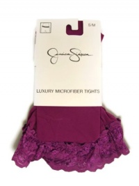 Jessica Simpson Opaque Microfiber Tights with Lace Waistband (S/M, Holyhock Purple)