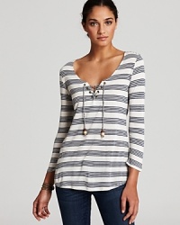 Ella Moss Tunic - Calico Stripe Lace-Up Tunic