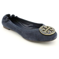 Tory Burch Reva Womens Size 10.5 Blue Patent Leather Flats Shoes