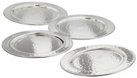 Elegance Hammered 4-Inch Stainless Steel Coasters, Set Of 4