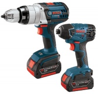 Bosch CLPK221-181 18-Volt Lithium-Ion 2-Tool Combo Kit with 1/2-Inch Brute Tough Drill/Driver, Impact Driver, 2 Batteries, Charger and Case