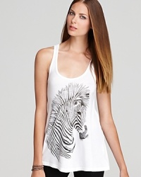 We dare you not to fall in love with this fabulous top enriched with a hypnotic, artistically-illustrated zebra print.