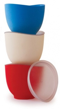 iSi Basics Flex-it 1-Cup Prep Bowls with Lids, Set of 3, Red, White, and Mediterranean Blue