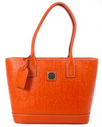 Dooney & Bourke Retro Embossed Signature Leather Small Russel Zip Bag 2R567 Orange